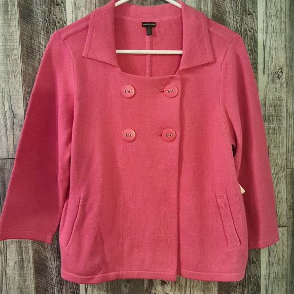 Madison Hot Pink Double Breasted Sweater - Picture 1 of 10